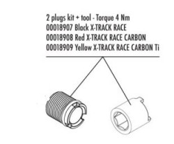 LOOK Varaosa 2 x Plugs kit + tool Red X-TRACK EN RAGE PLUS Black Inkl. tool (Torque 4Nm)
