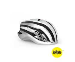 Pyöräilykypärä MET Trenta 3K Carbon Mips valkoinen/hopea/musta