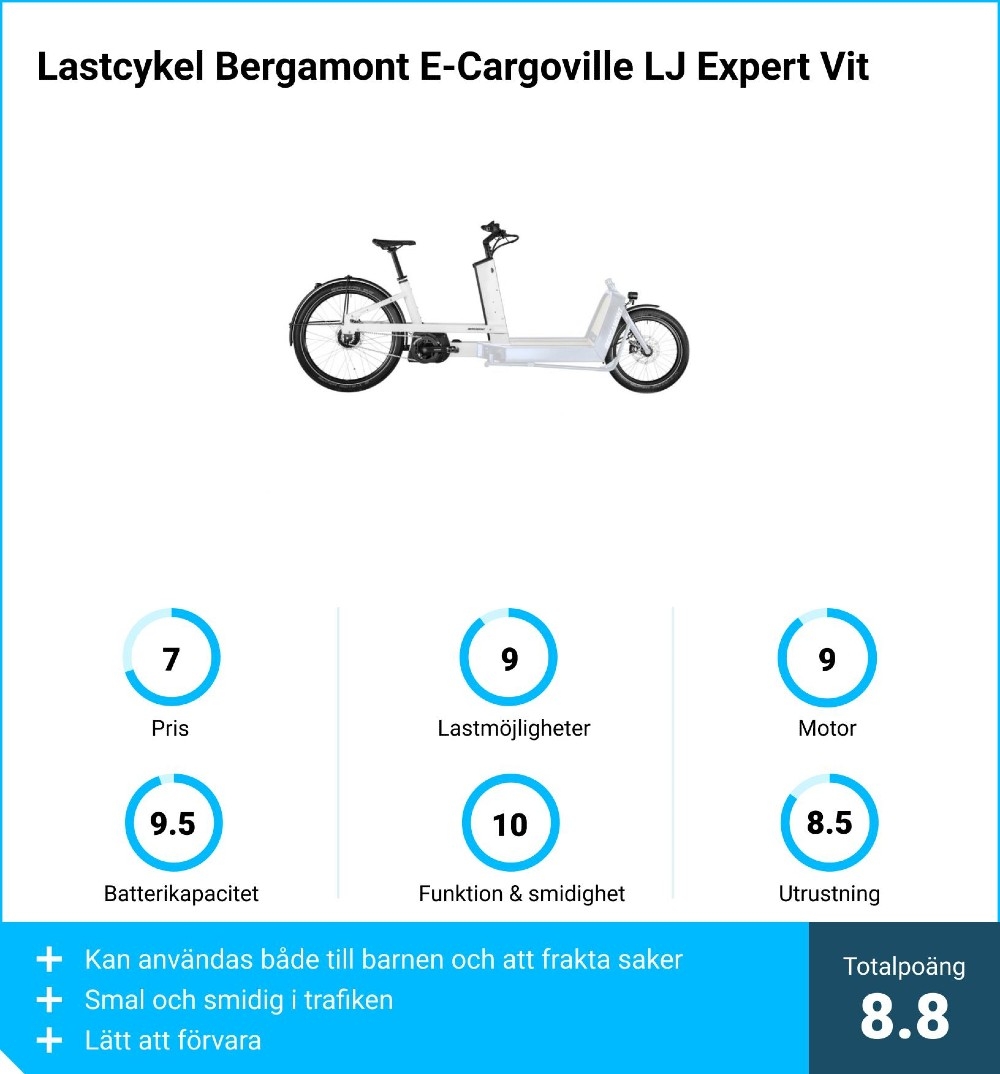 Lådcykel el bäst i test - Lastcykel Bergamont E-Cargoville LJ Expert Vit